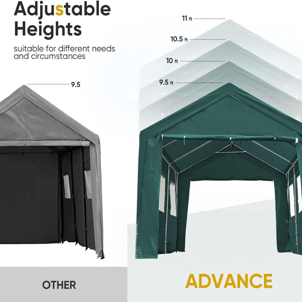 ADVANCE OUTDOOR 12x20 ft Heavy Duty Adjustable Carport
