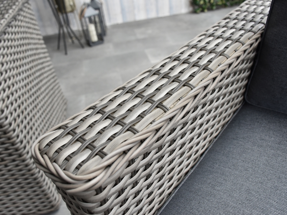 Bahia Sofa Dining Rattan Furniture Set - Whitewash Grey