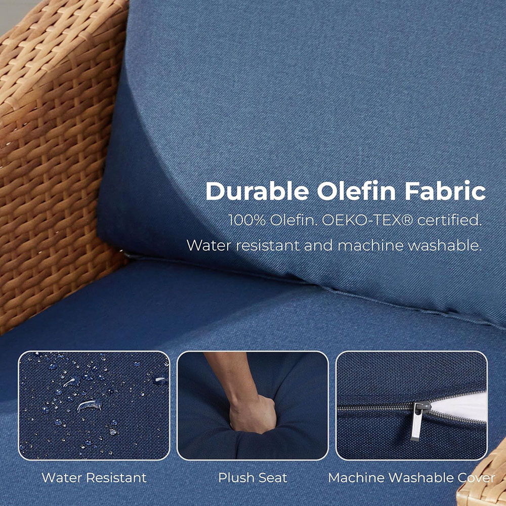 CHITA 5 Pieces Wicker Patio Furniture Set, Outdoor Conversation Set