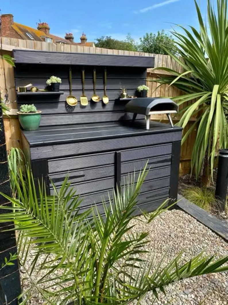 Outdoor Pizza oven kitchen/ pizza server/ BBQ table with full Cupboard