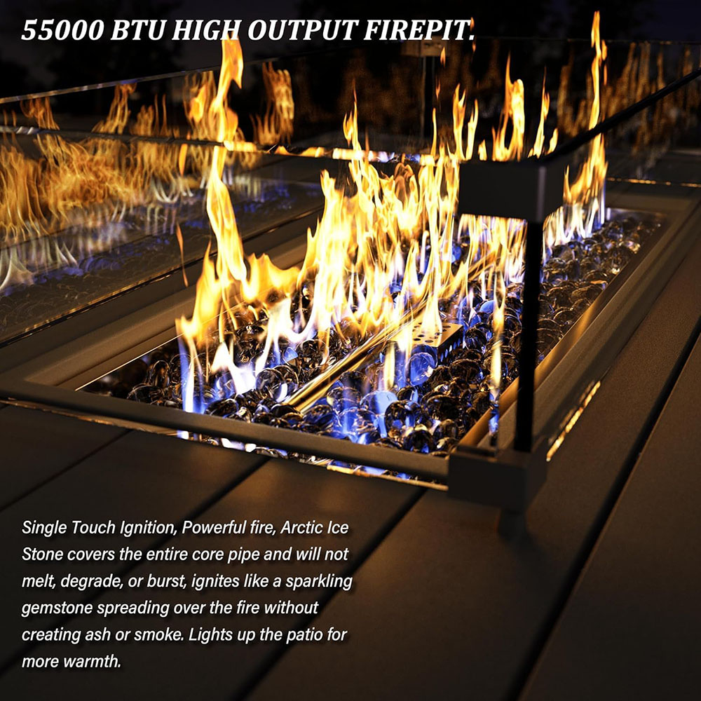 8-Piece Patio Furniture Set With Fire Pit Table, With 5