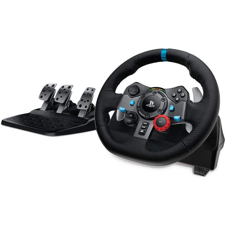Logitech G29 Driving Force Racing Wheel and Floor Pedals, Real Force Feedback, Stainless Steel Paddle Shifters, Leather Steering Wheel Cover for PS5, PS4, PC, Mac - Black