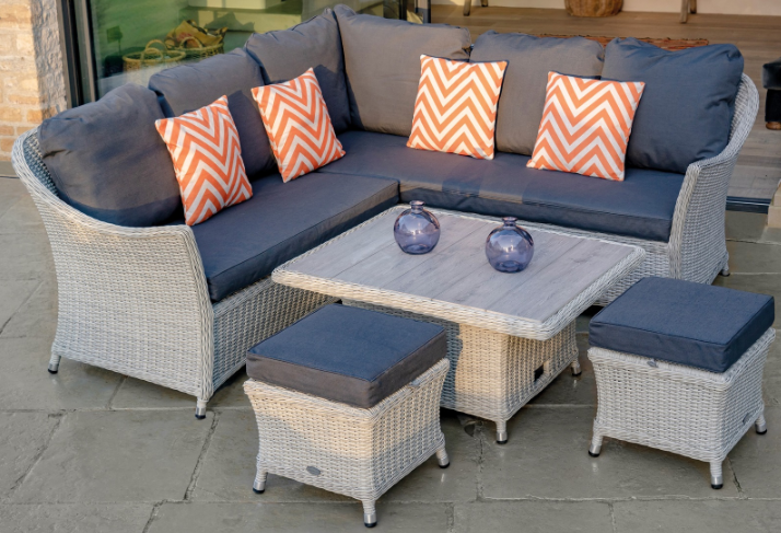 Bramblecrest Monterey Mini Corner Set with Adjustable Table - Dove Grey