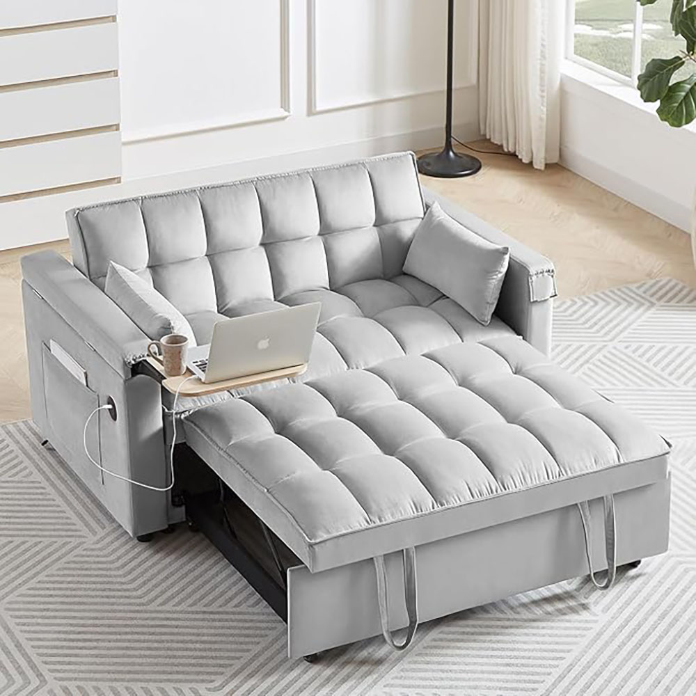 Convertible Sofa Bed,3-in-1 Velvet Sleeper Couch Pull-Out Bed