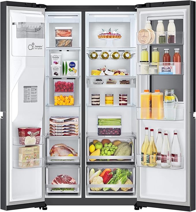 LG GSXV90MCAE InstaView 635L Door-in-Door Fridge Freezer, Matte Black
