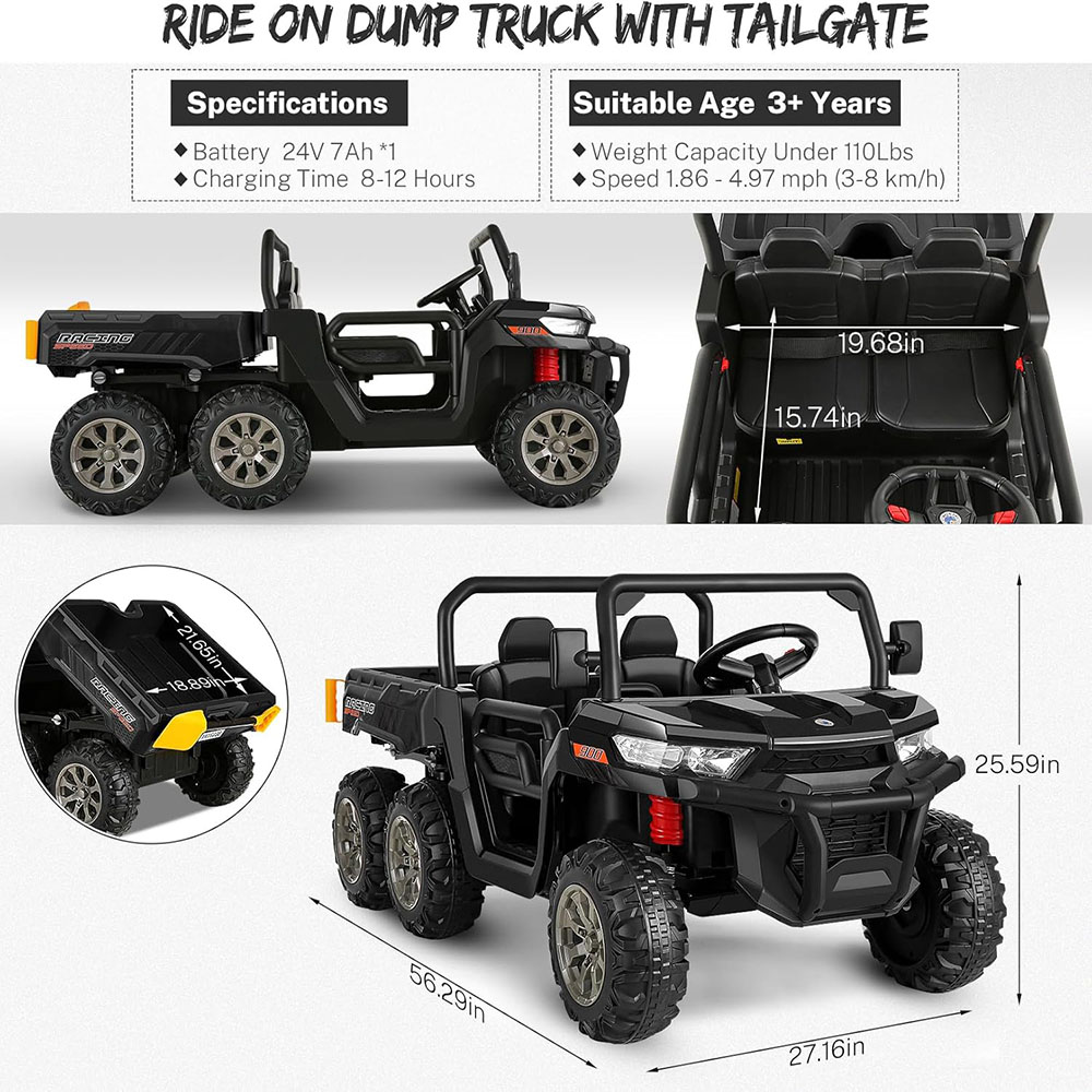 Hikole 2 Seater 24 Volt Ride On UTV Toys