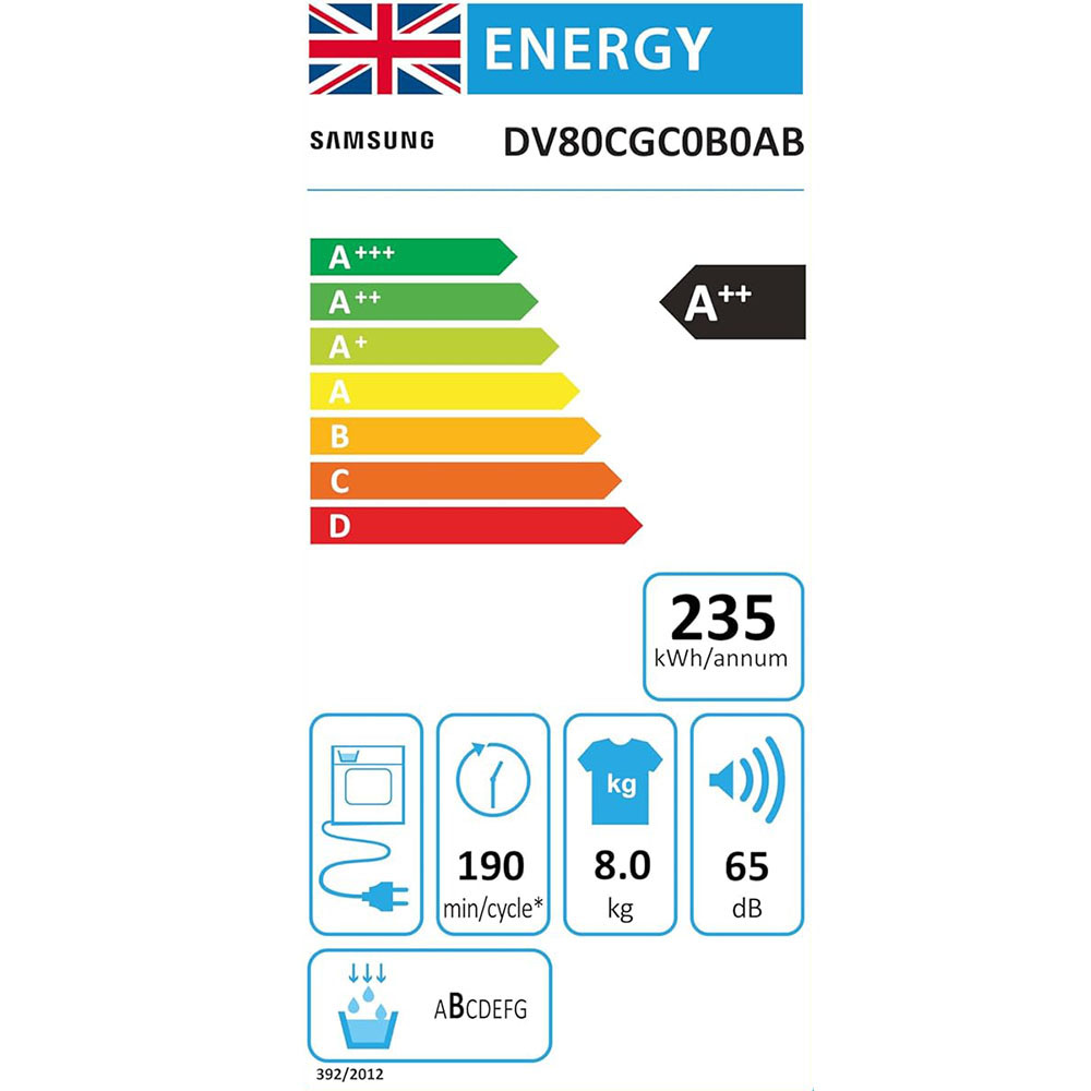 Samsung Series 5 DV80CGC0A0ABEU ，Heat Pump Tumble Dryer