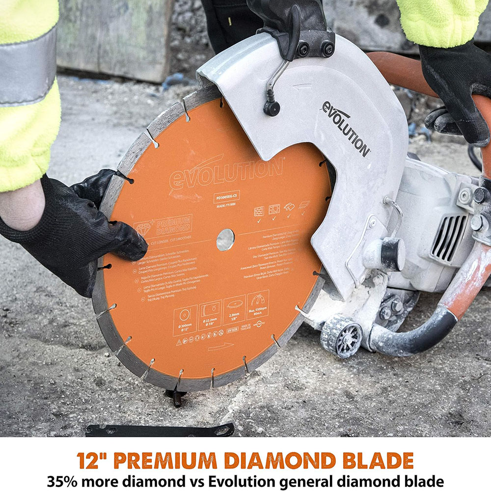 Evolution R12DCT 12-Inch Concrete Saw with Hydraulic Dust Extraction (aka Angle Grinder, Cut-Off Saw, Masonry Saw) Electric