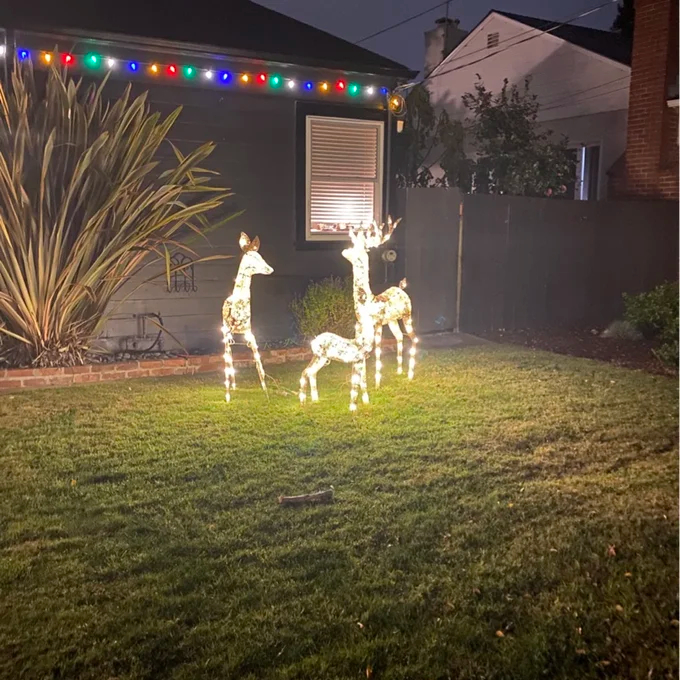 【Décor】【BS】3 Piece Christmas Deer Light Display Set